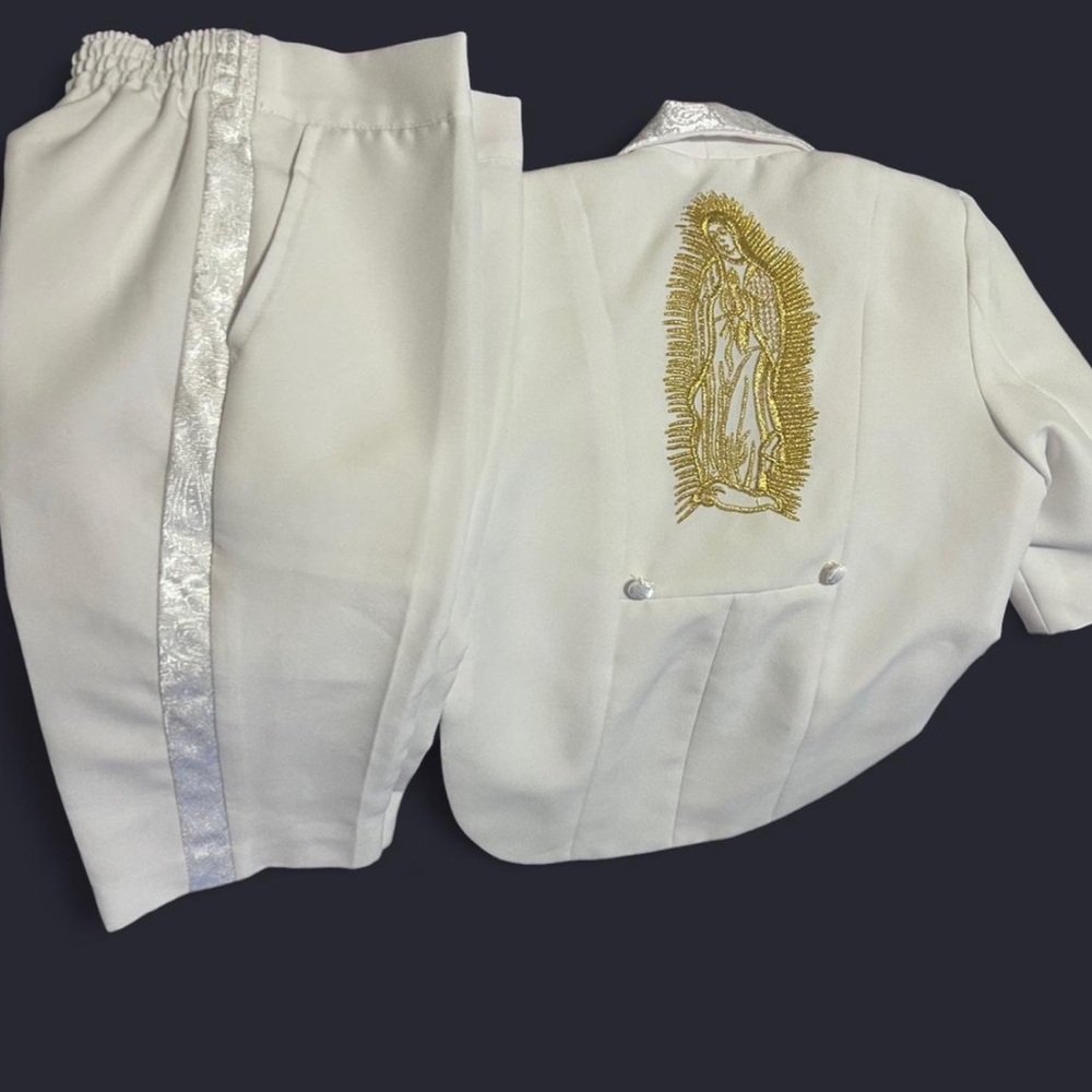 White Baptismal Suit with Gold Embroidery